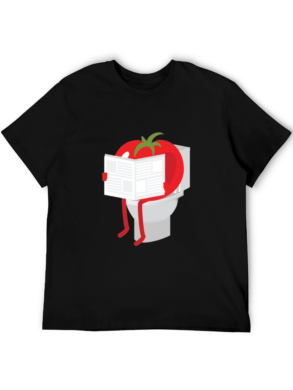 Tomato Reading Newspaper On Toilet Humor T-Shirt