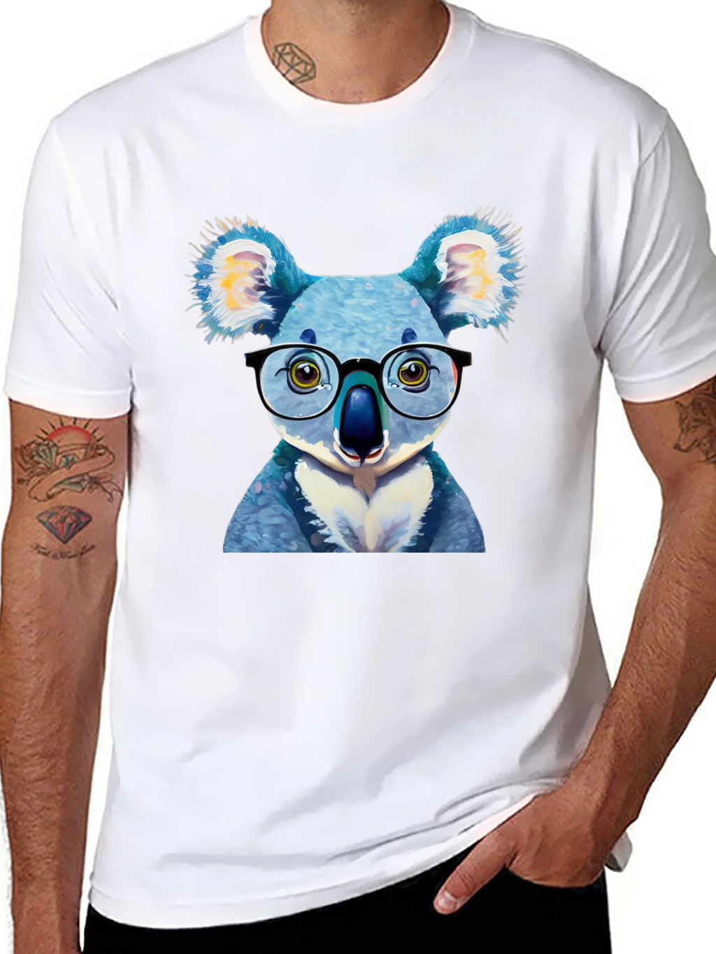 Koala with Glasses Graphic Tee - Novelty T-Shirt