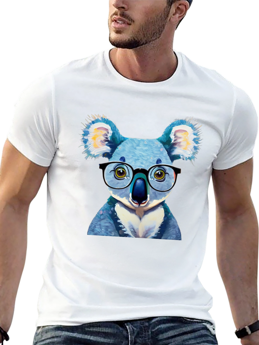 Koala with Glasses Graphic Tee - Novelty T-Shirt
