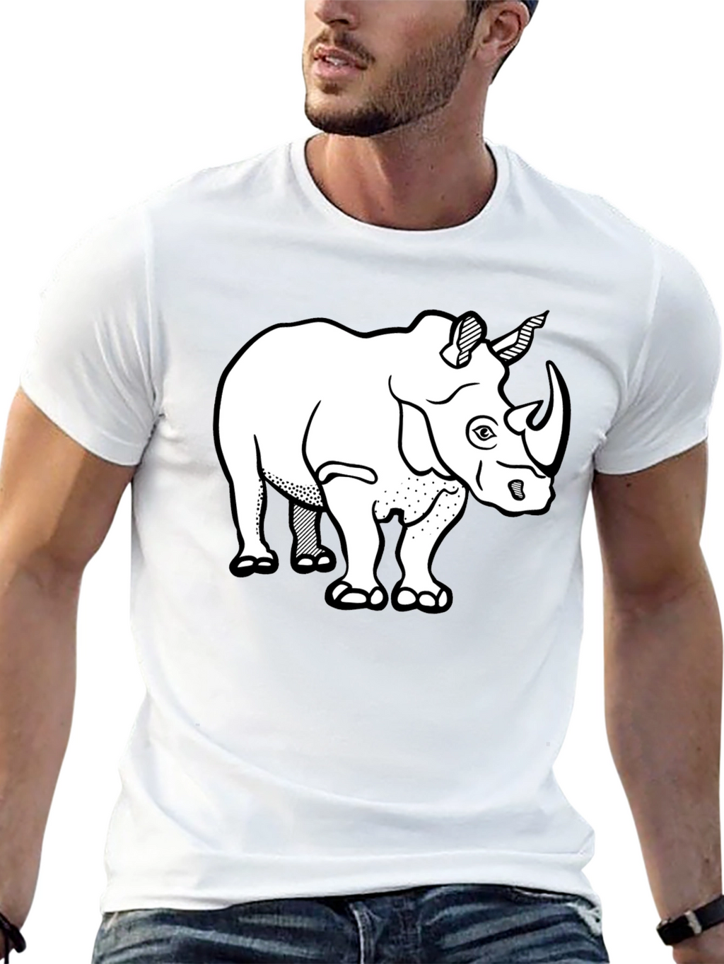 Rhino Graphic Tee - Black Cotton T-Shirt