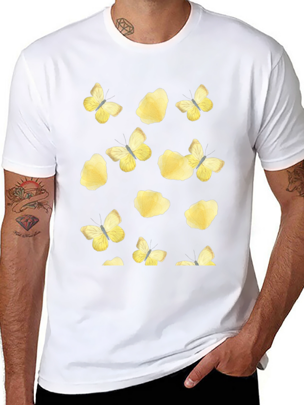 Butterfly & Floral Print T-Shirt
