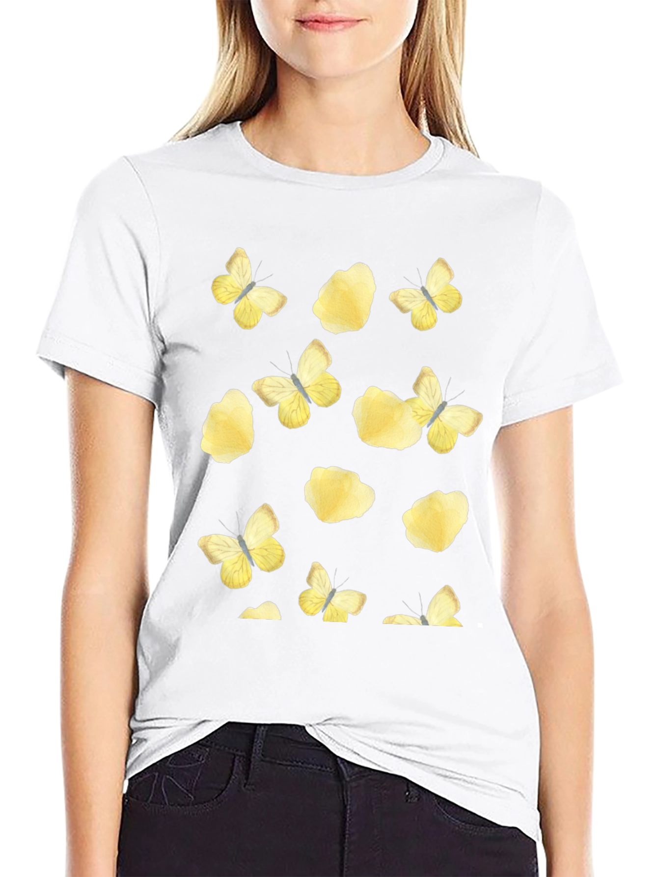 Butterfly & Floral Print T-Shirt