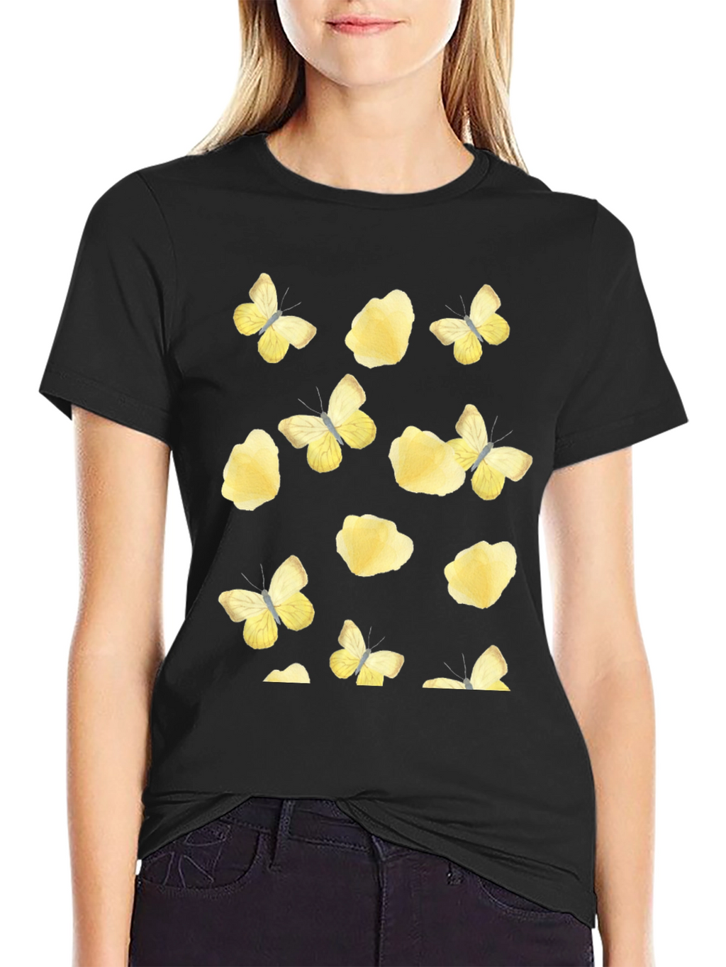 Butterfly & Floral Print T-Shirt