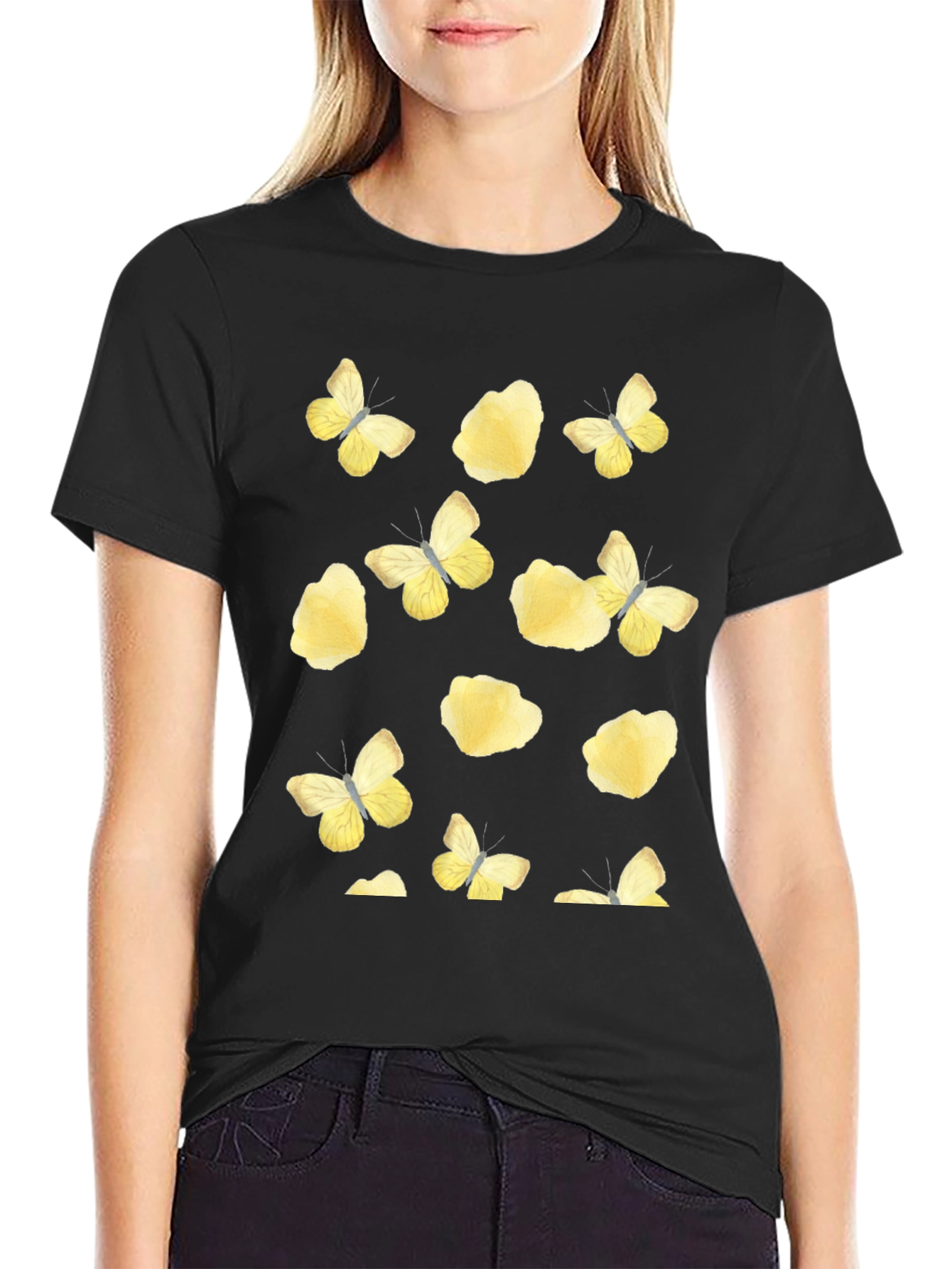 Butterfly & Floral Print T-Shirt