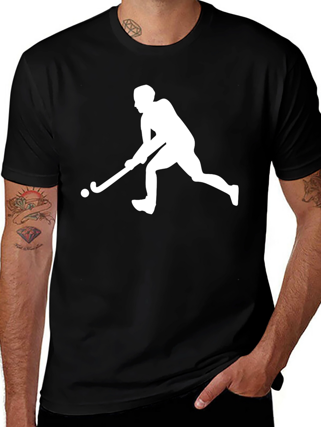 Hockey Player Graphic Tee - Black