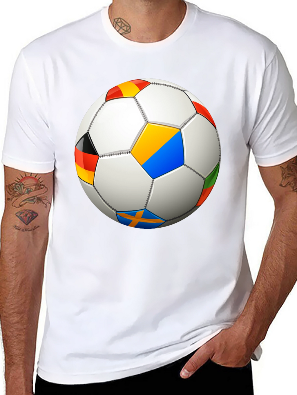 Soccer Ball Flags T-Shirt - Black