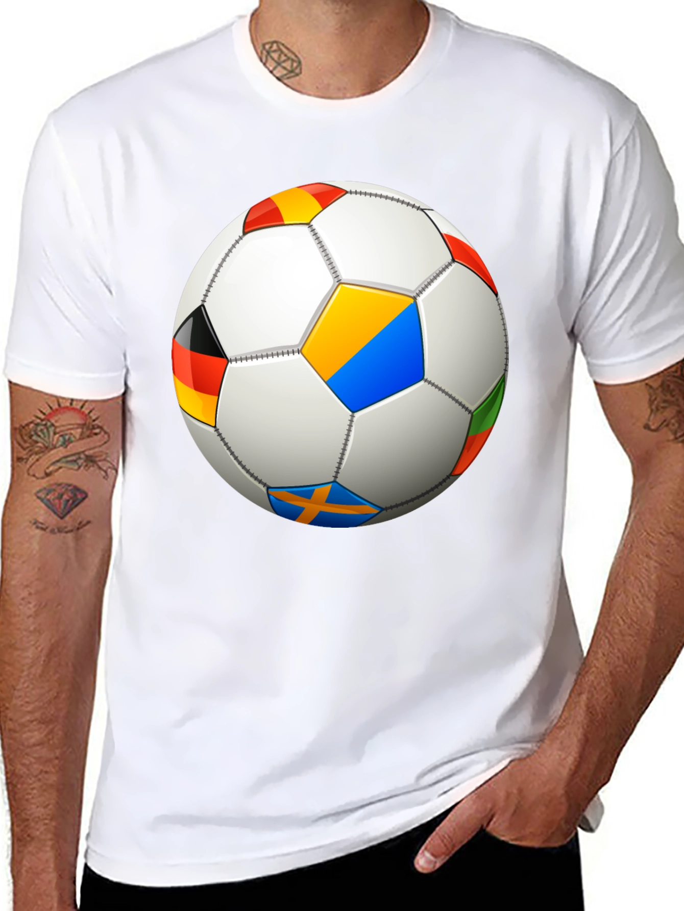 Soccer Ball Flags T-Shirt - Black