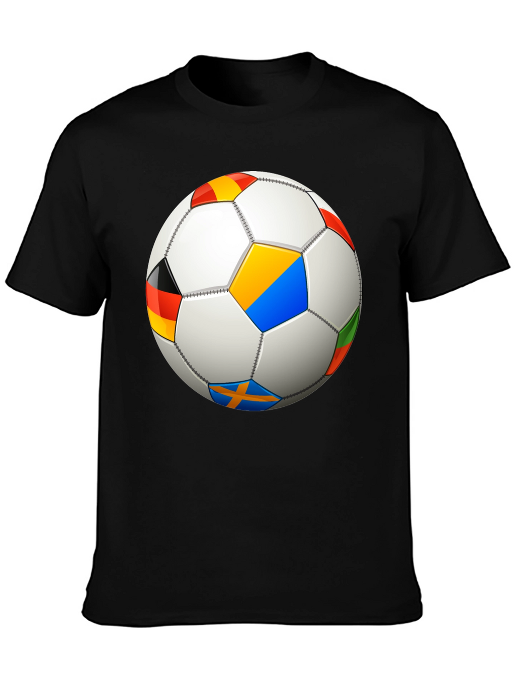 Soccer Ball Flags T-Shirt - Black