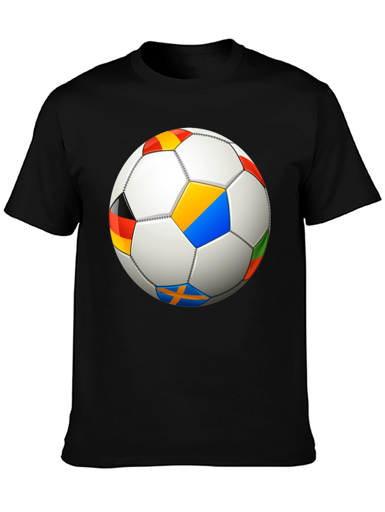 Soccer Ball Flags T-Shirt - Black