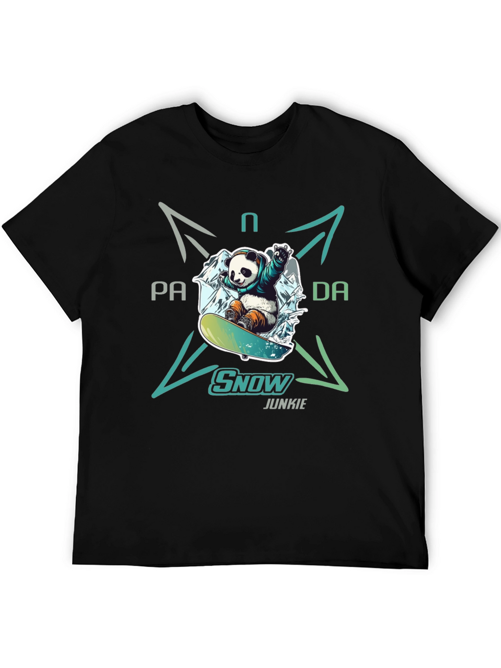 Snow Junkie Panda T-Shirt - Unique Graphic Tee