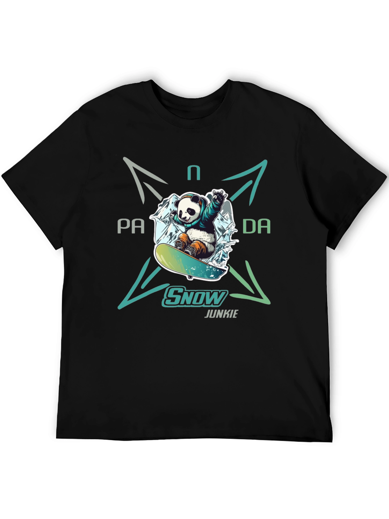 Snow Junkie Panda T-Shirt - Unique Graphic Tee