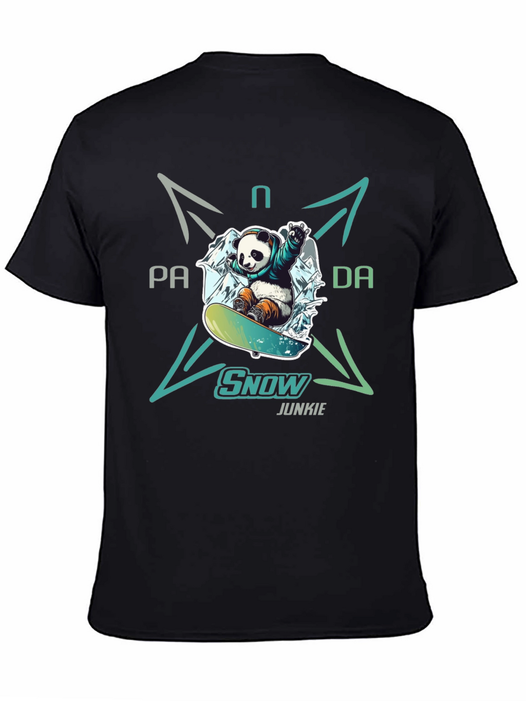 Snow Junkie Panda T-Shirt - Unique Graphic Tee
