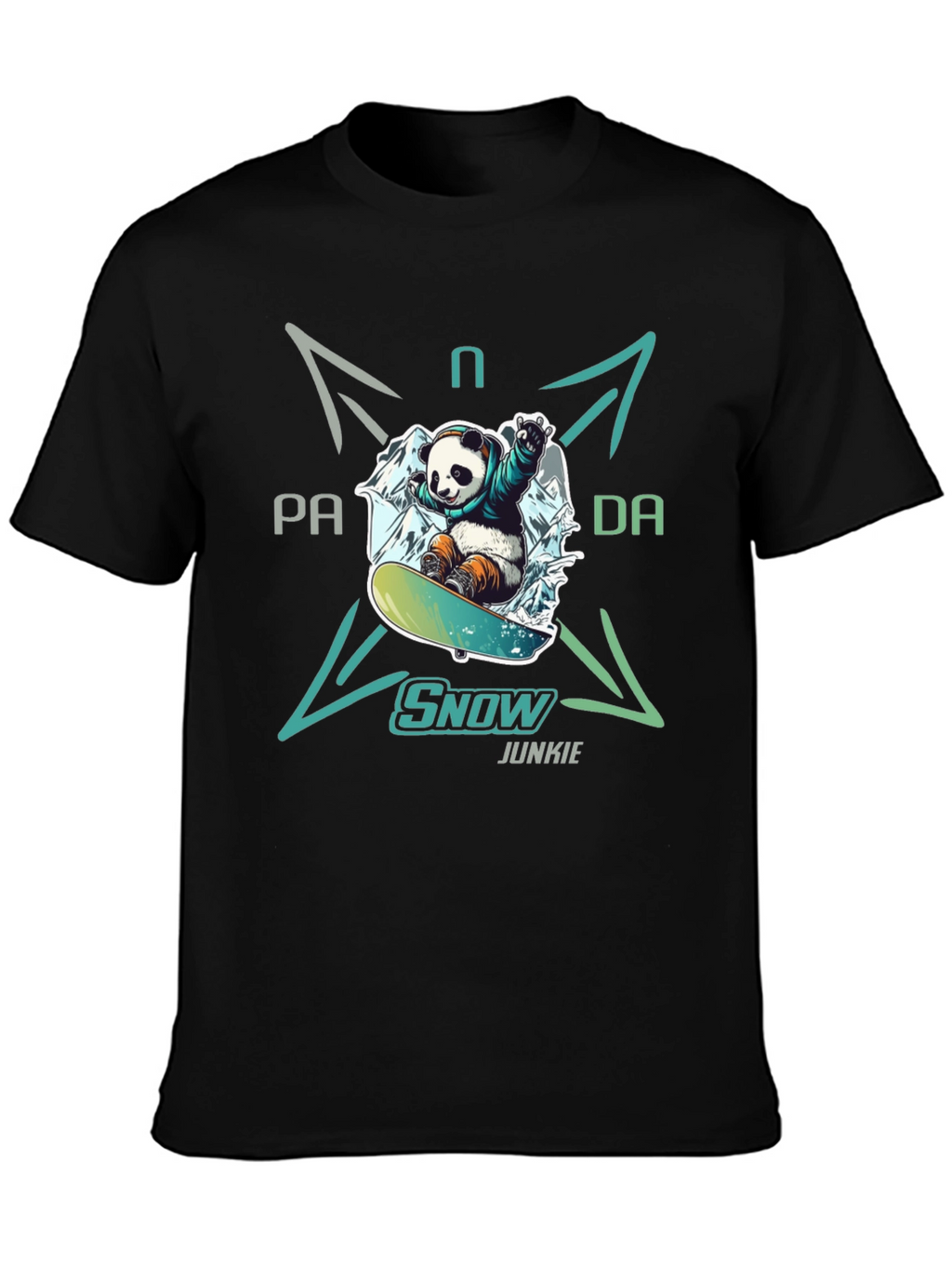 Snow Junkie Panda T-Shirt - Unique Graphic Tee