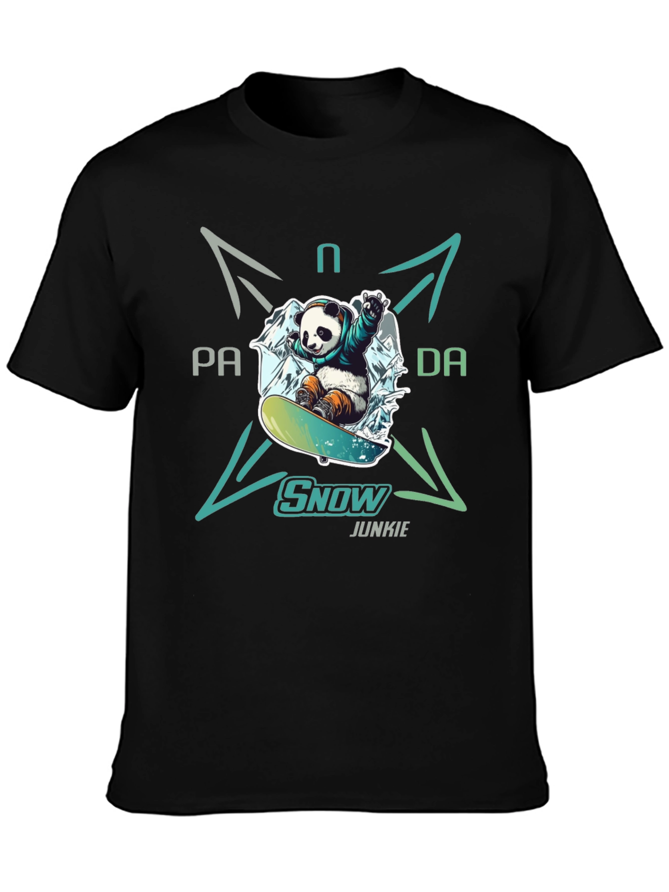 Snow Junkie Panda T-Shirt - Unique Graphic Tee