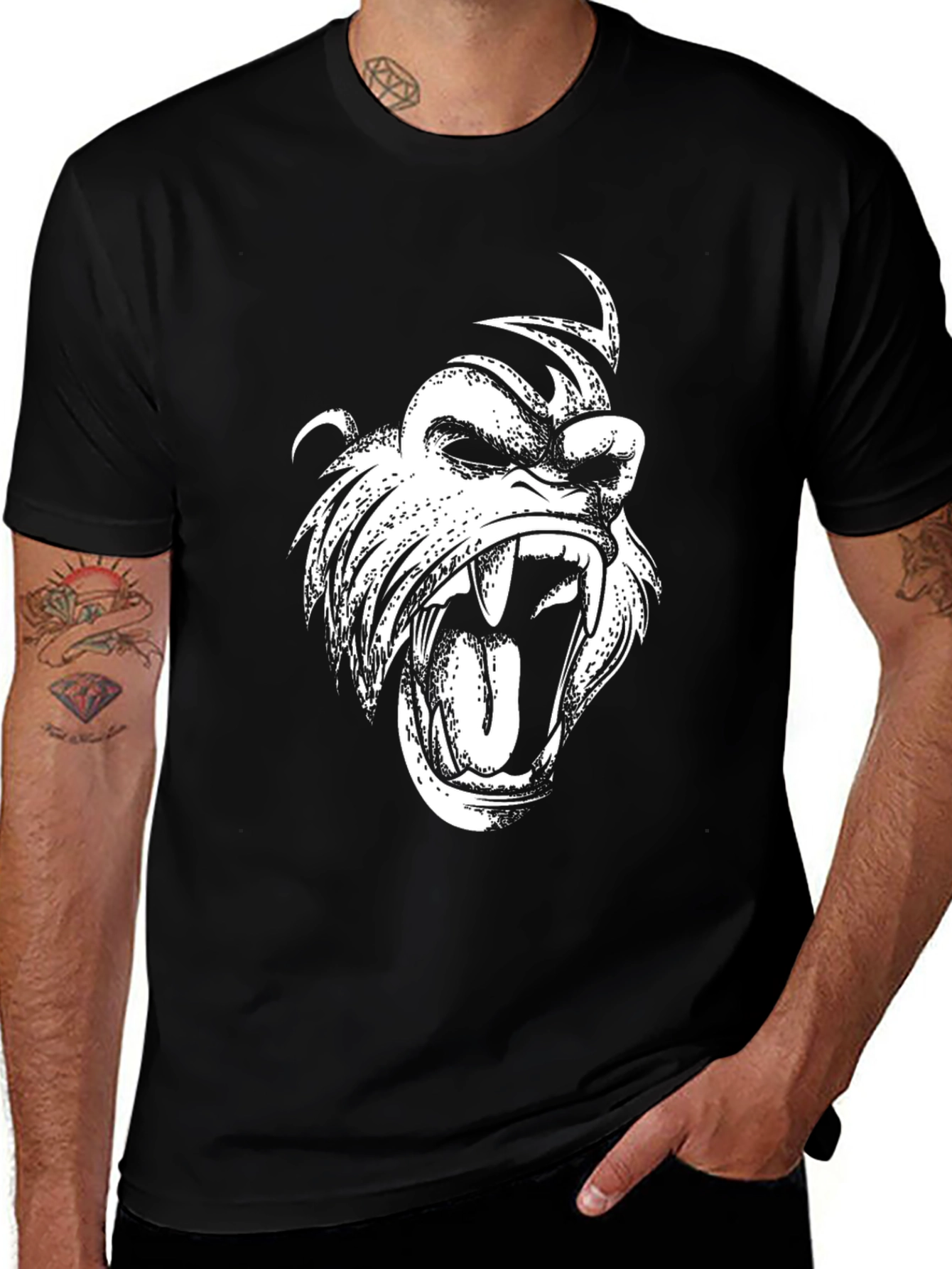 Graphic Tee: Fierce Ape Design Black