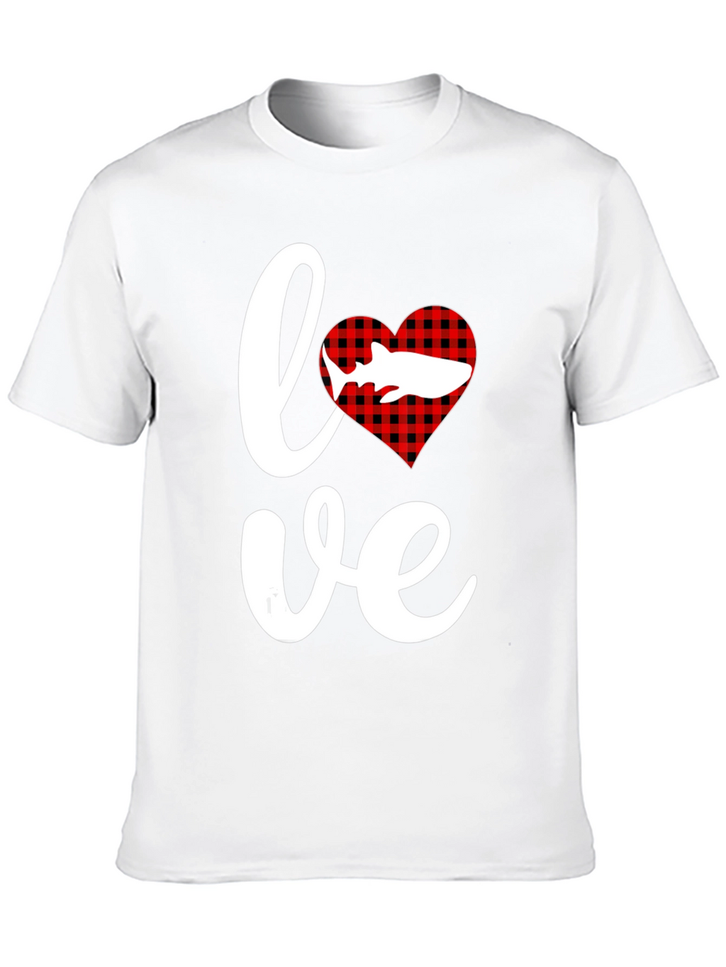 Love Shark T-Shirt - Red Buffalo Plaid Heart