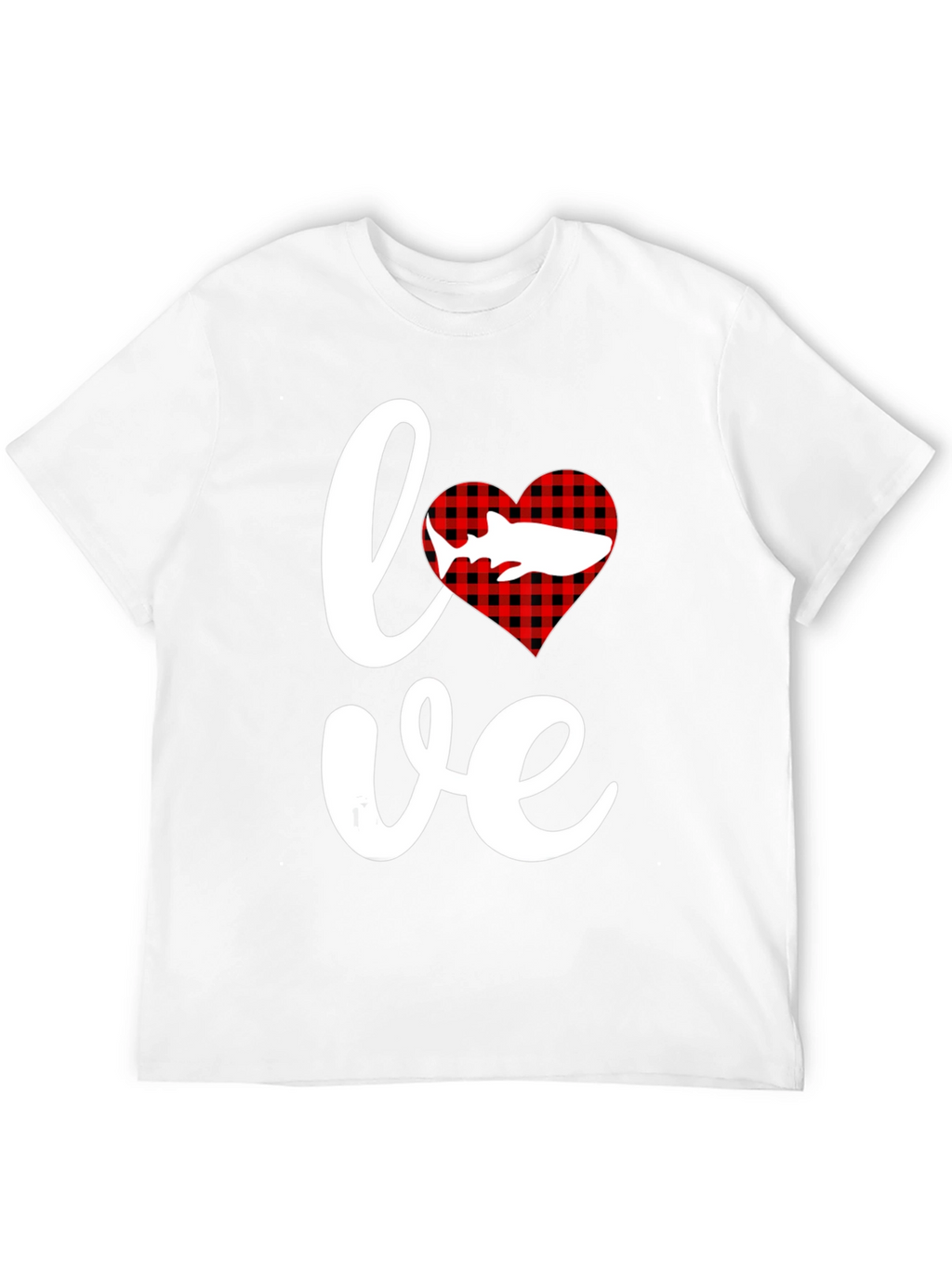 Love Shark T-Shirt - Red Buffalo Plaid Heart