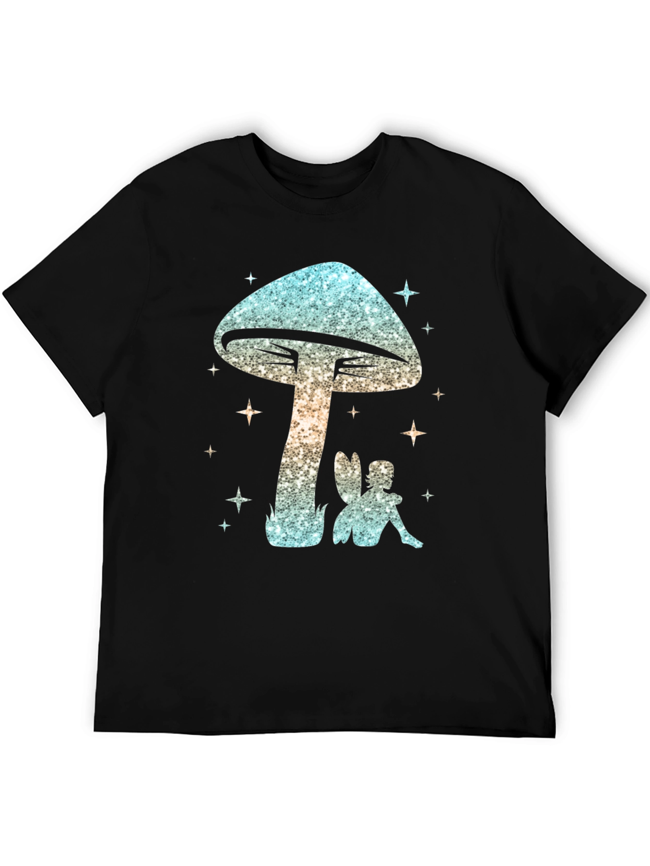 Magical Mushroom & Fairy Black T-Shirt