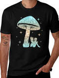 Magical Mushroom & Fairy Black T-Shirt