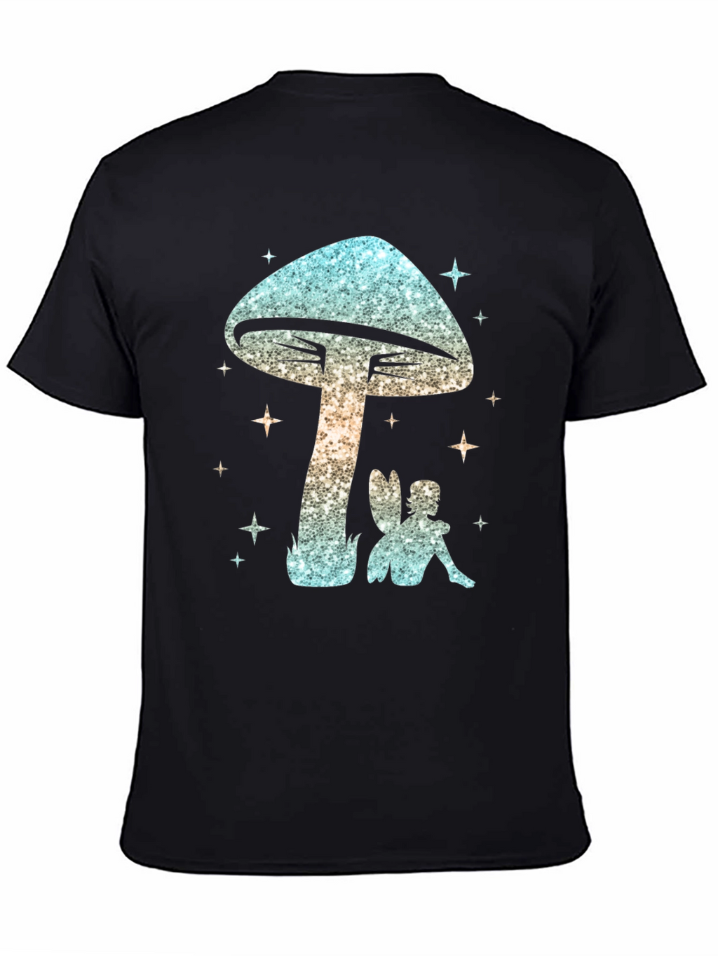 Magical Mushroom & Fairy Black T-Shirt
