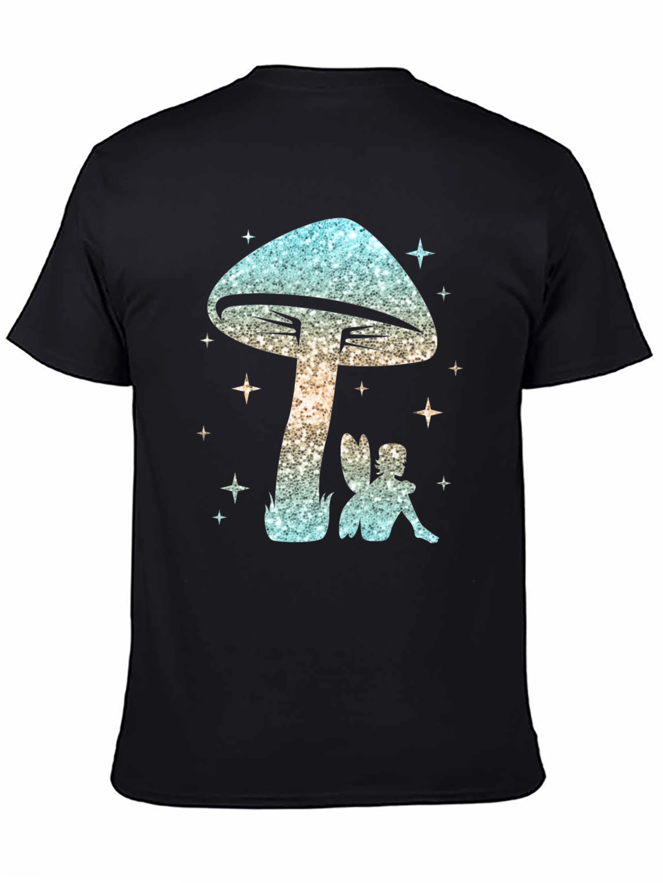 Magical Mushroom & Fairy Black T-Shirt