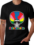 Rainbow Afro Zebra Graphic Tee - Black Cotton T-Shirt