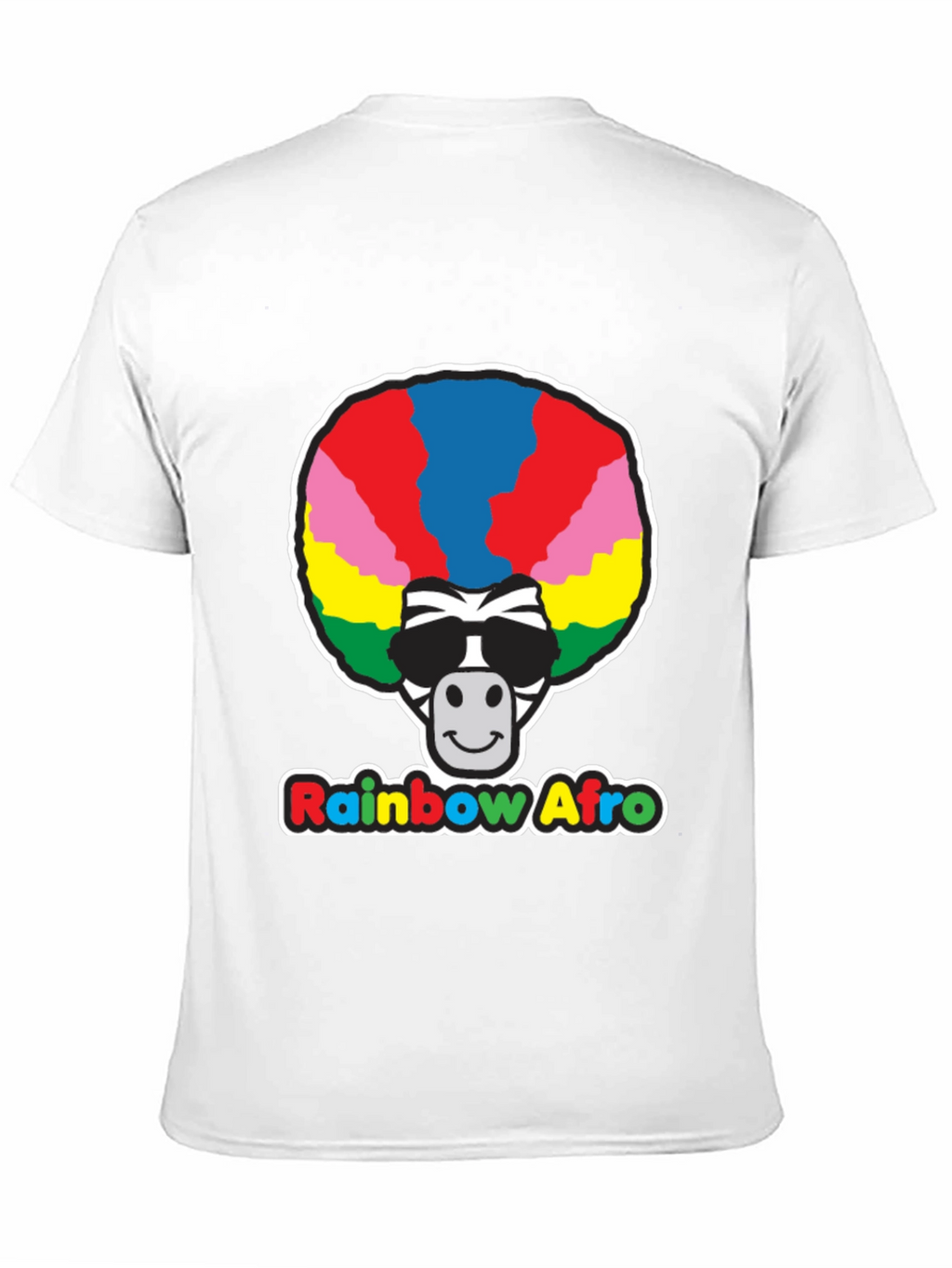 Rainbow Afro Zebra Graphic Tee - Black Cotton T-Shirt