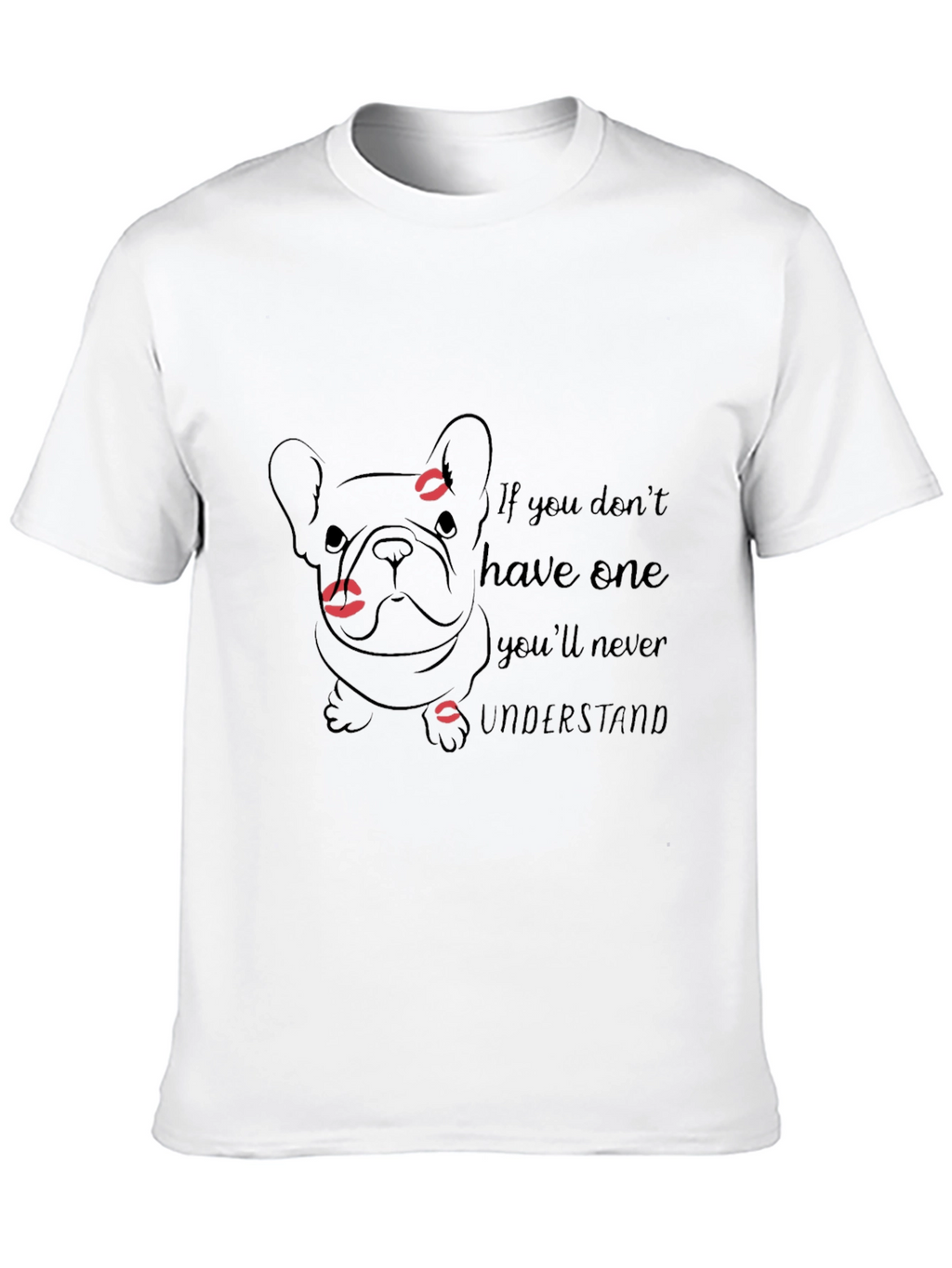 French Bulldog Lips Print Black T-Shirt