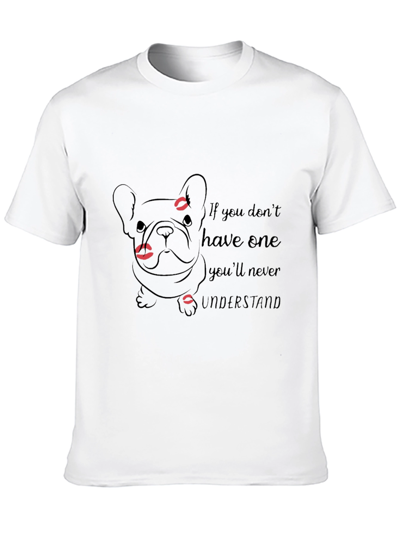 French Bulldog Lips Print Black T-Shirt