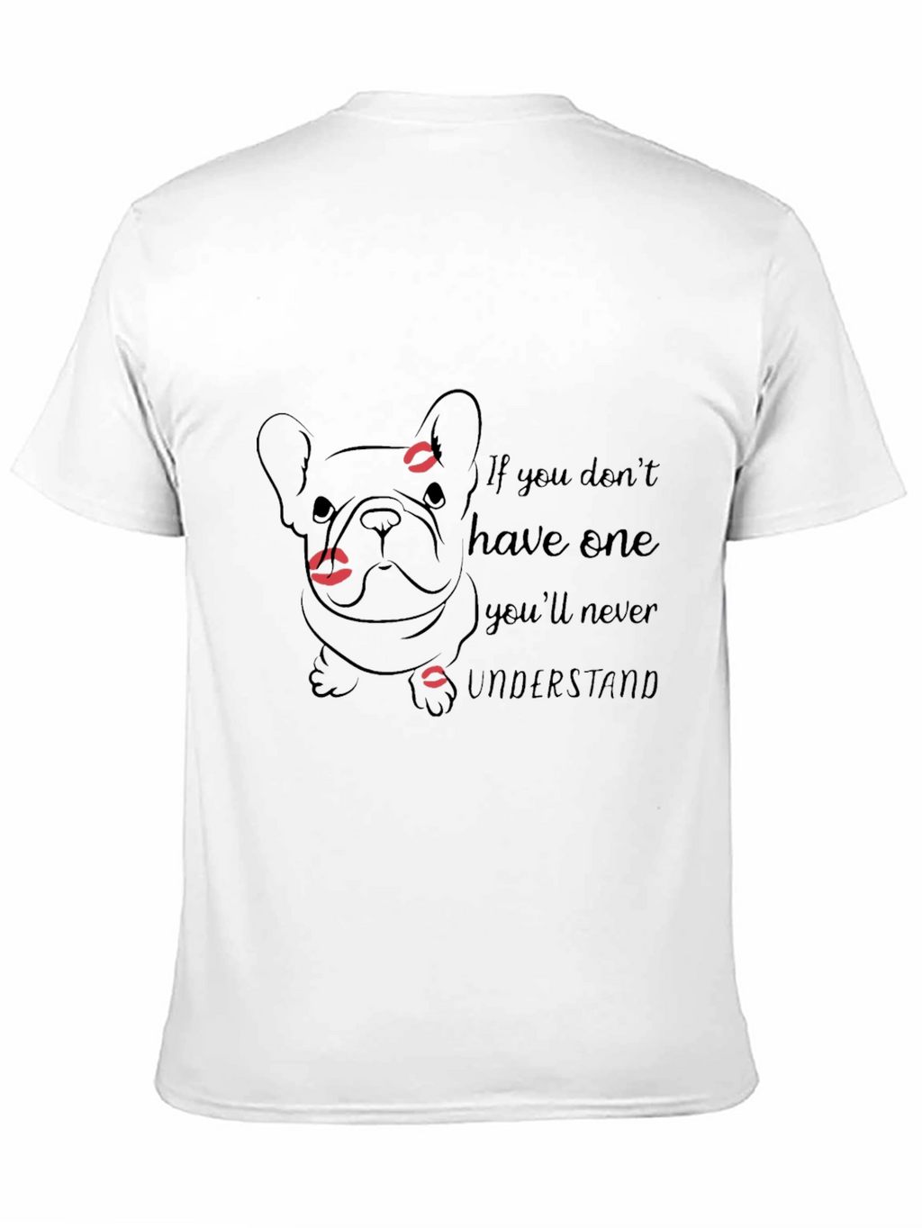 French Bulldog Lips Print Black T-Shirt