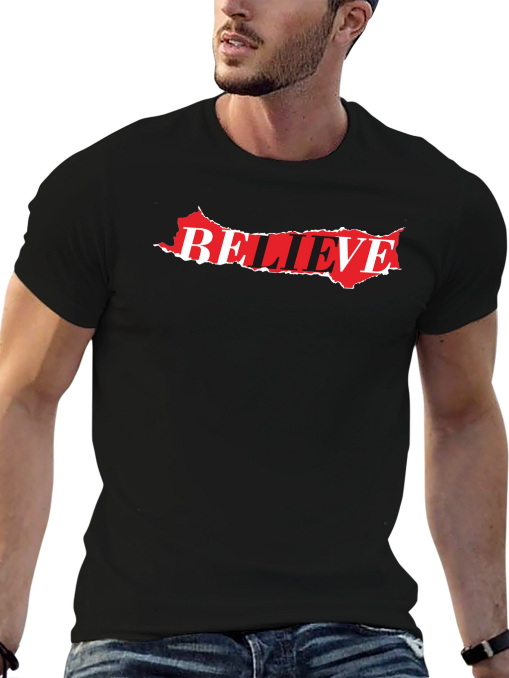 Believe Graphic Tee - Stylish Black Cotton Blend T-Shirt