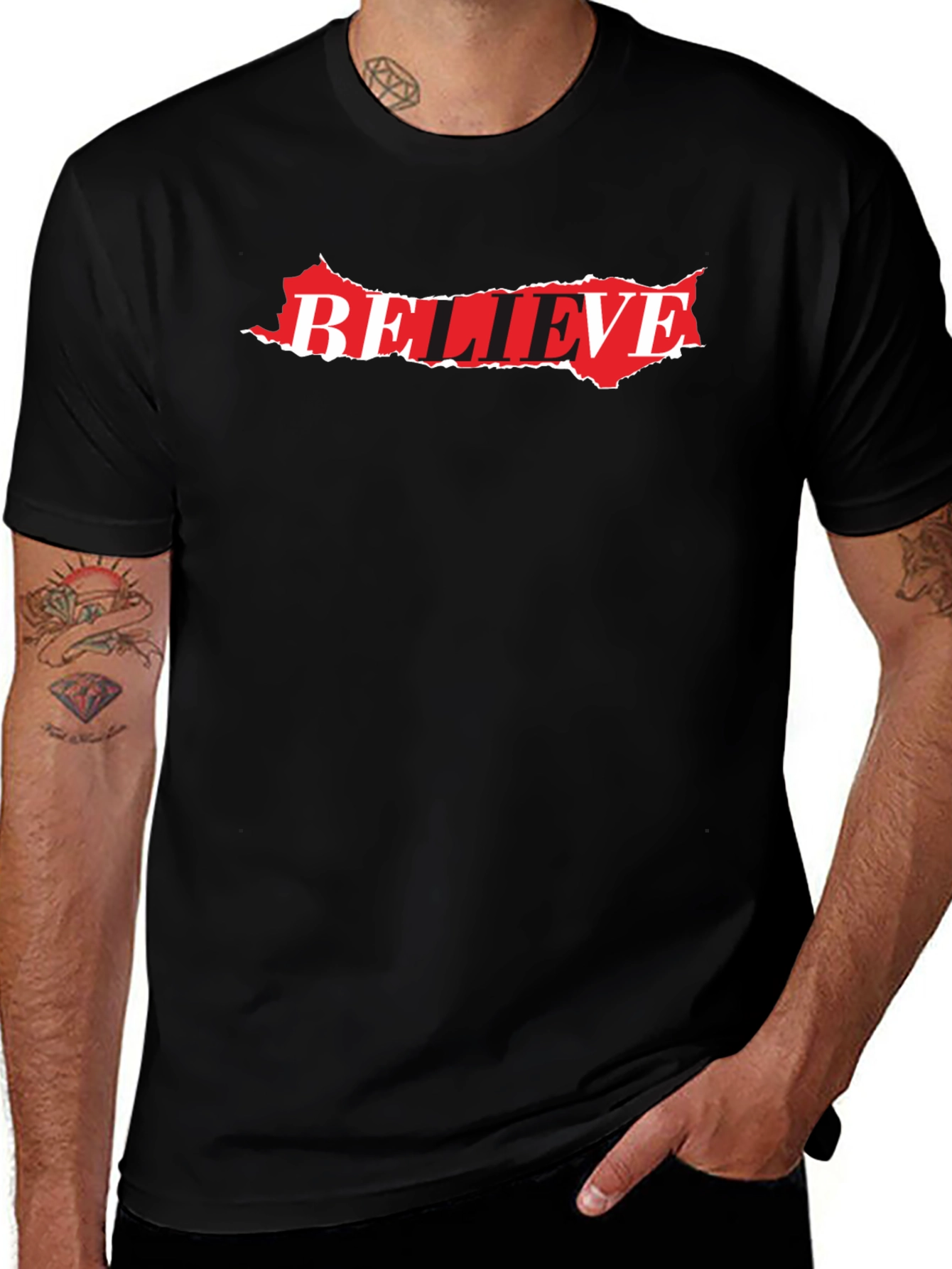 Believe Graphic Tee - Stylish Black Cotton Blend T-Shirt