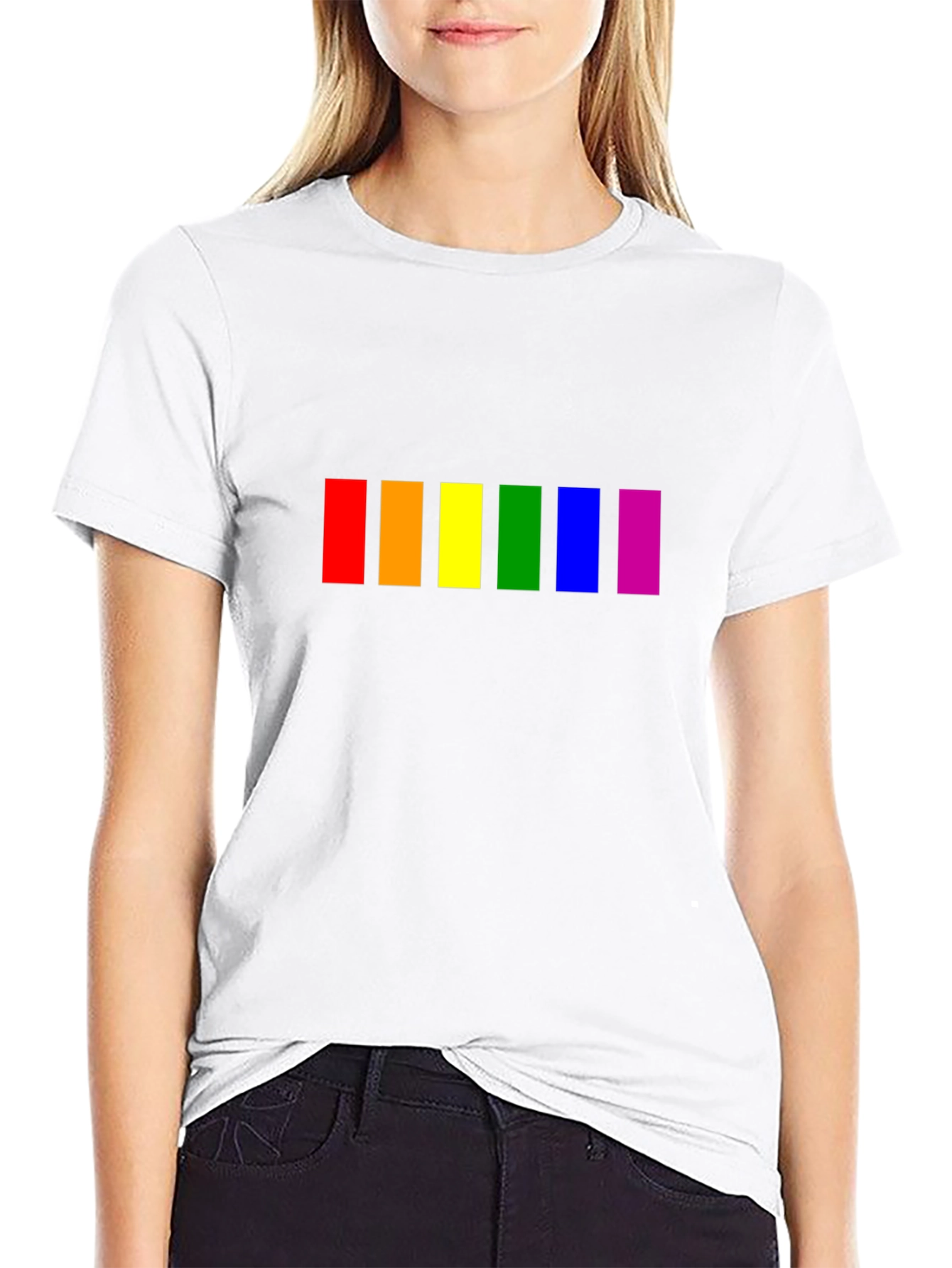 Pride Rainbow Stripe Graphic Tee - Soft Cotton Comfort