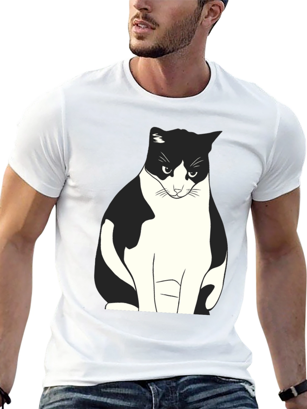 Grumpy Cat Graphic Tee - Black Cotton T-Shirt