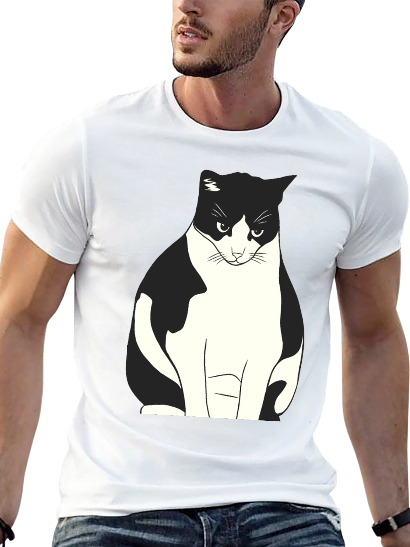Grumpy Cat Graphic Tee - Black Cotton T-Shirt