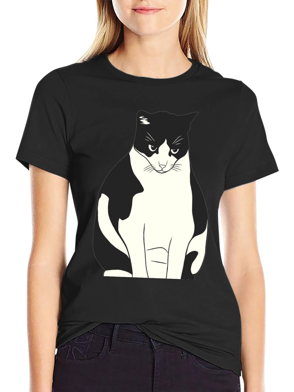 Grumpy Cat Graphic Tee - Black Cotton T-Shirt