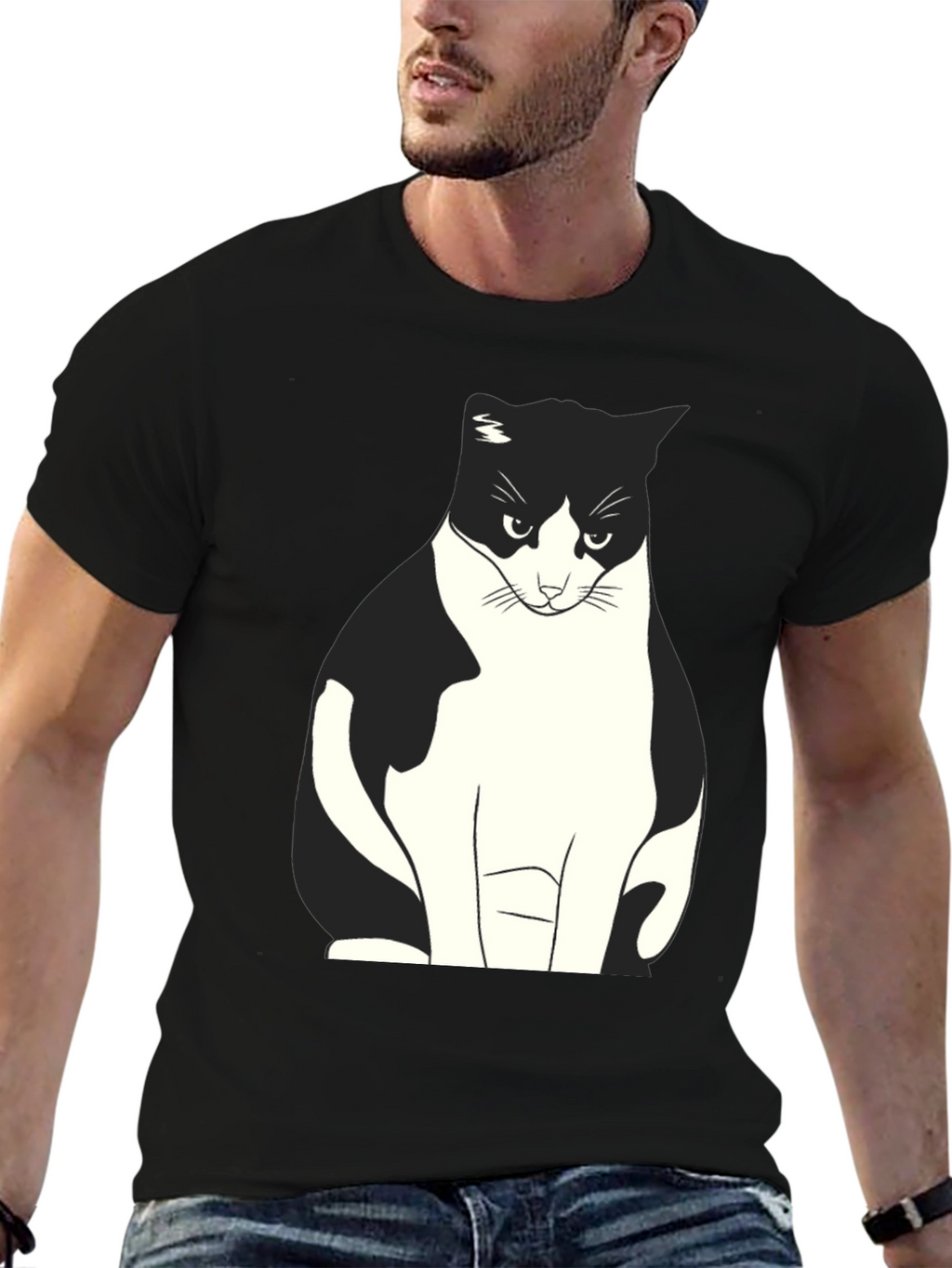 Grumpy Cat Graphic Tee - Black Cotton T-Shirt