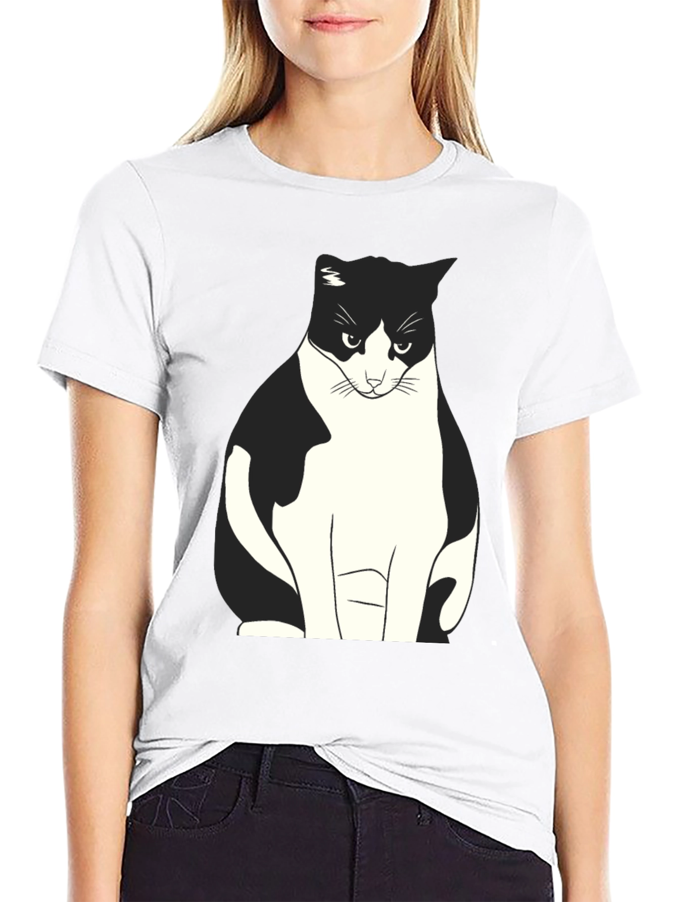 Grumpy Cat Graphic Tee - Black Cotton T-Shirt