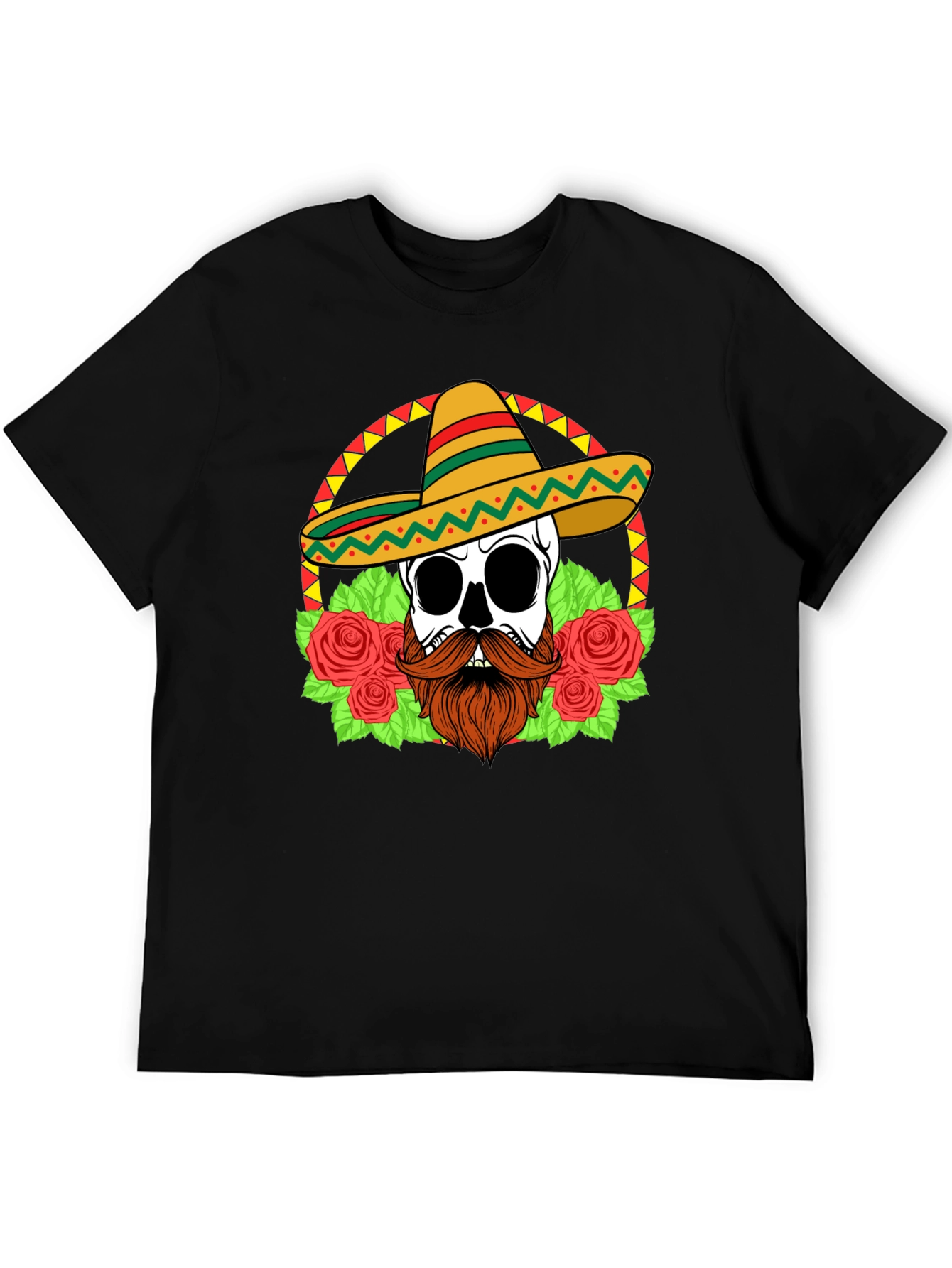 Skull in Sombrero T-Shirt - Dia de los Muertos Style