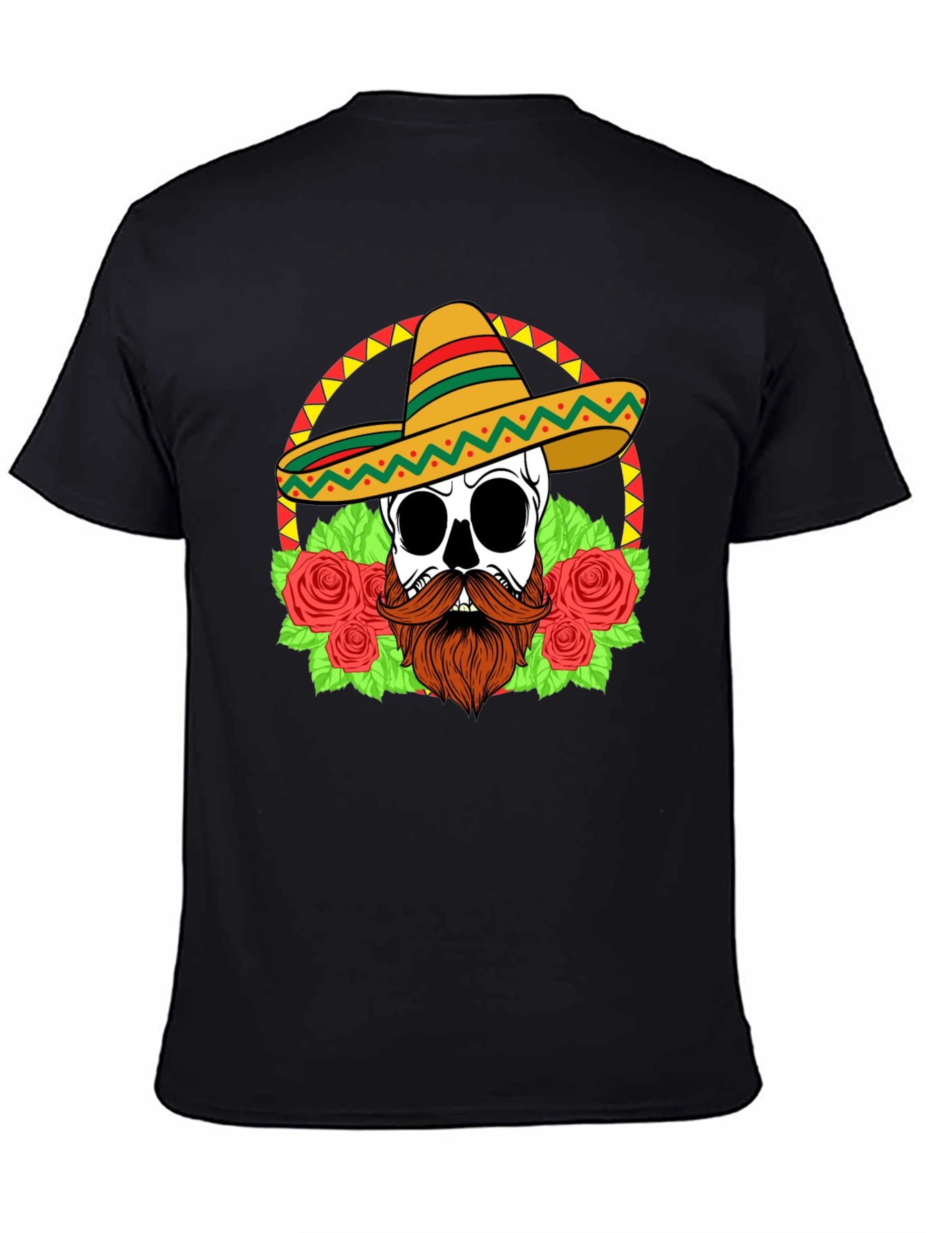 Skull in Sombrero T-Shirt - Dia de los Muertos Style
