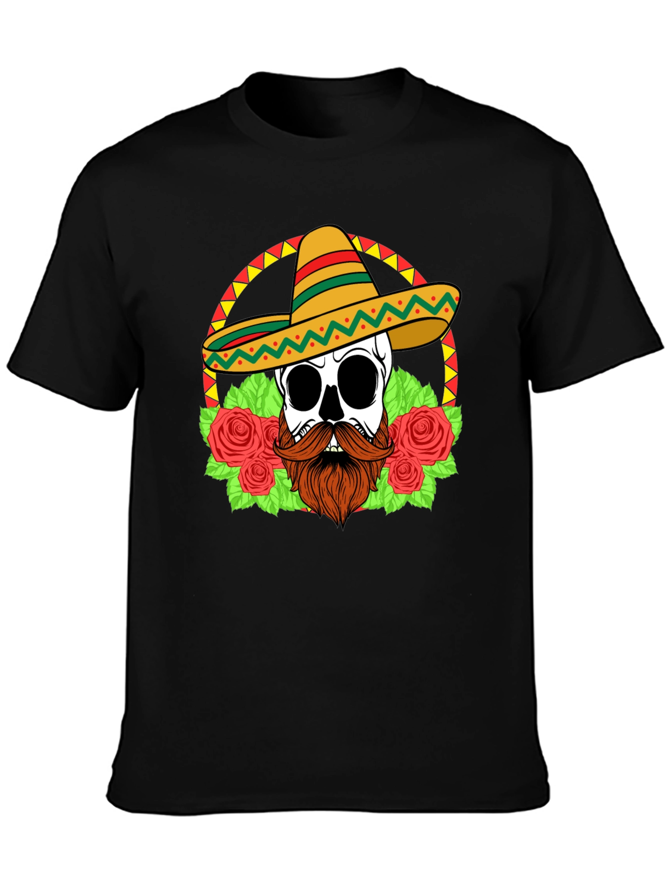 Skull in Sombrero T-Shirt - Dia de los Muertos Style