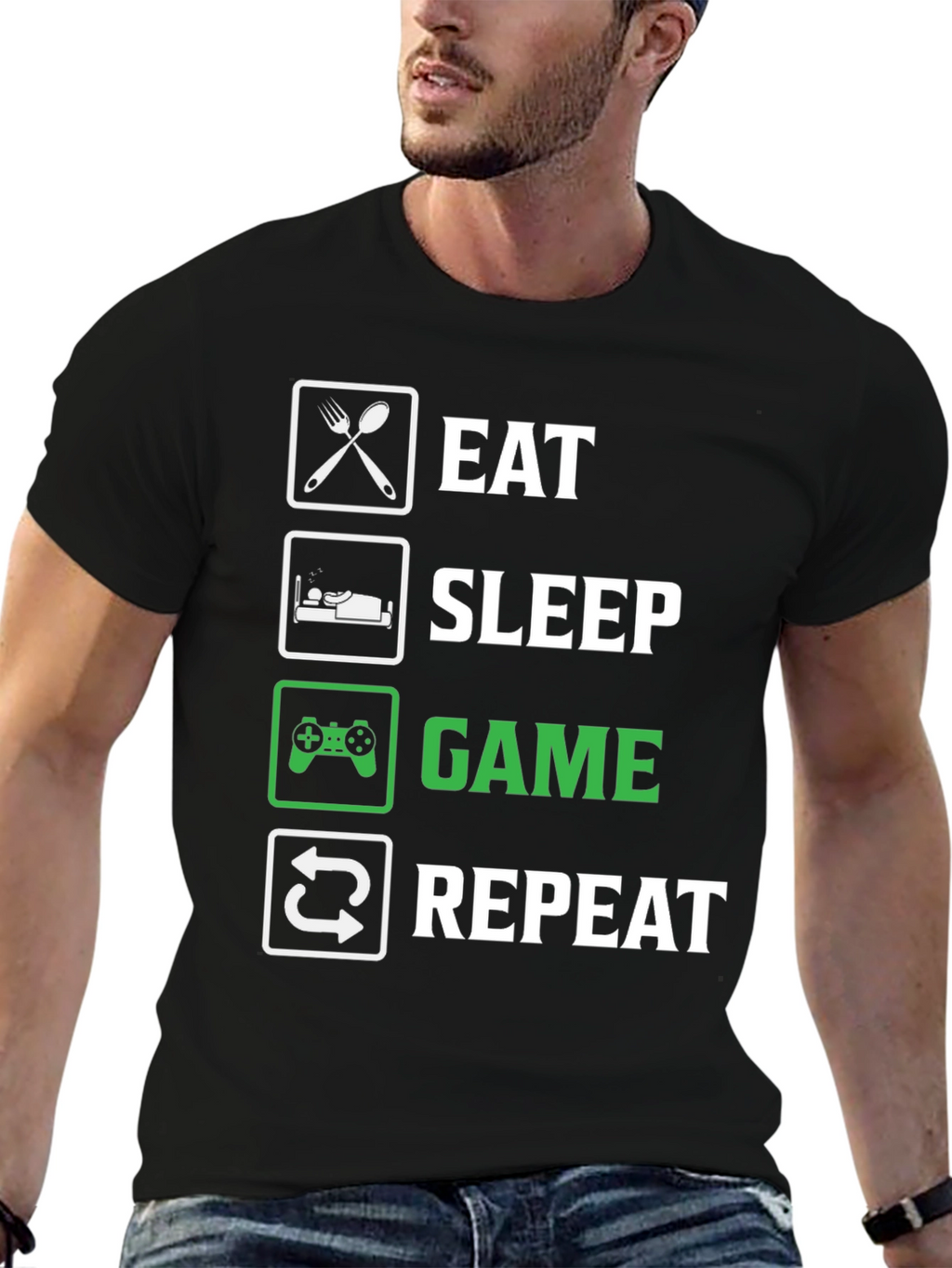 Eat Sleep Game Repeat T-Shirt - Gamer Life