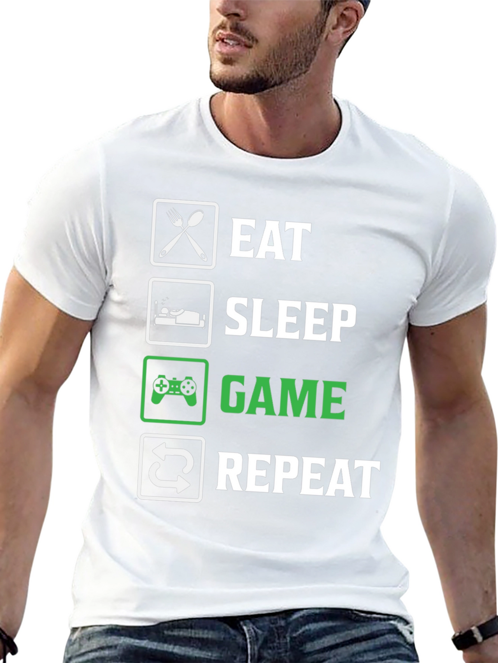 Eat Sleep Game Repeat T-Shirt - Gamer Life