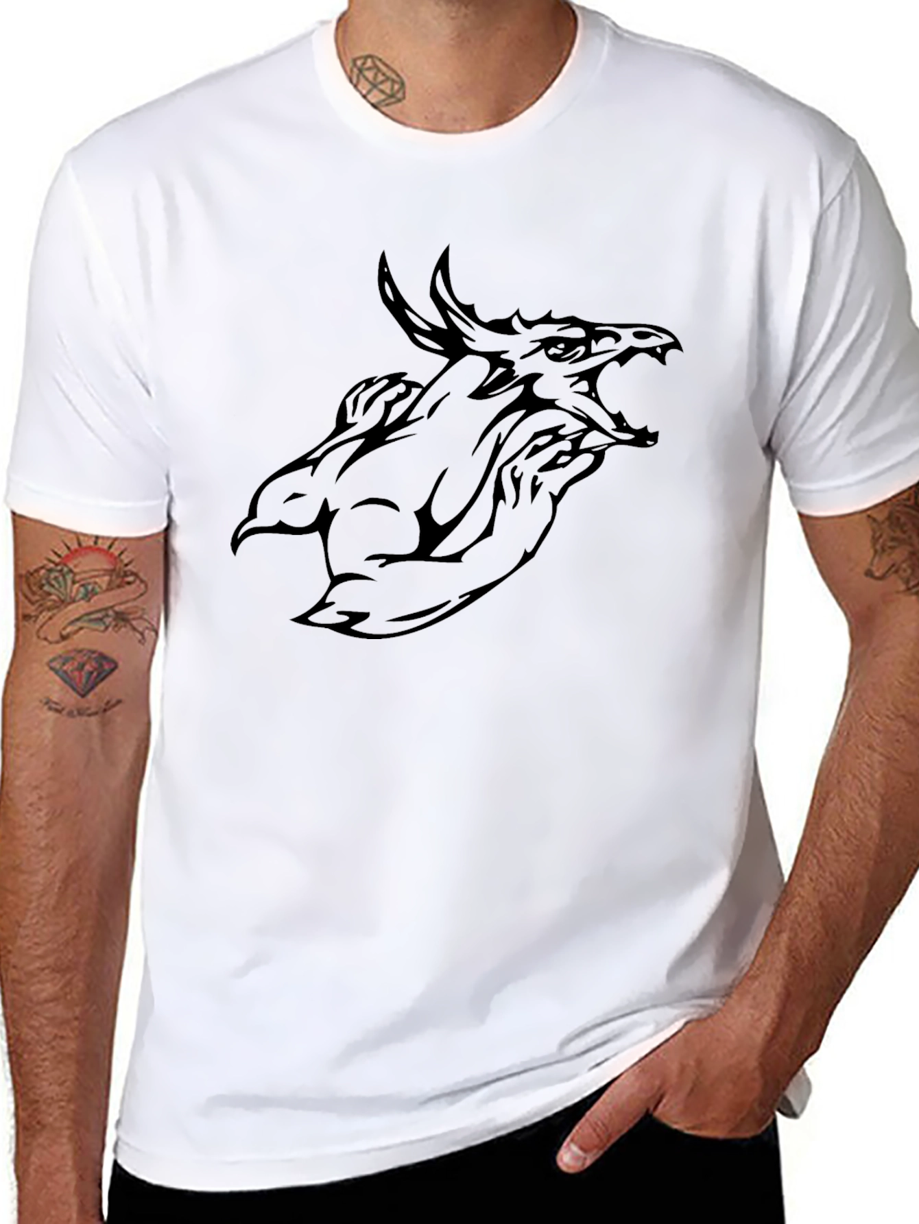 Mens Black Dragon Graphic Tee - Bold Style