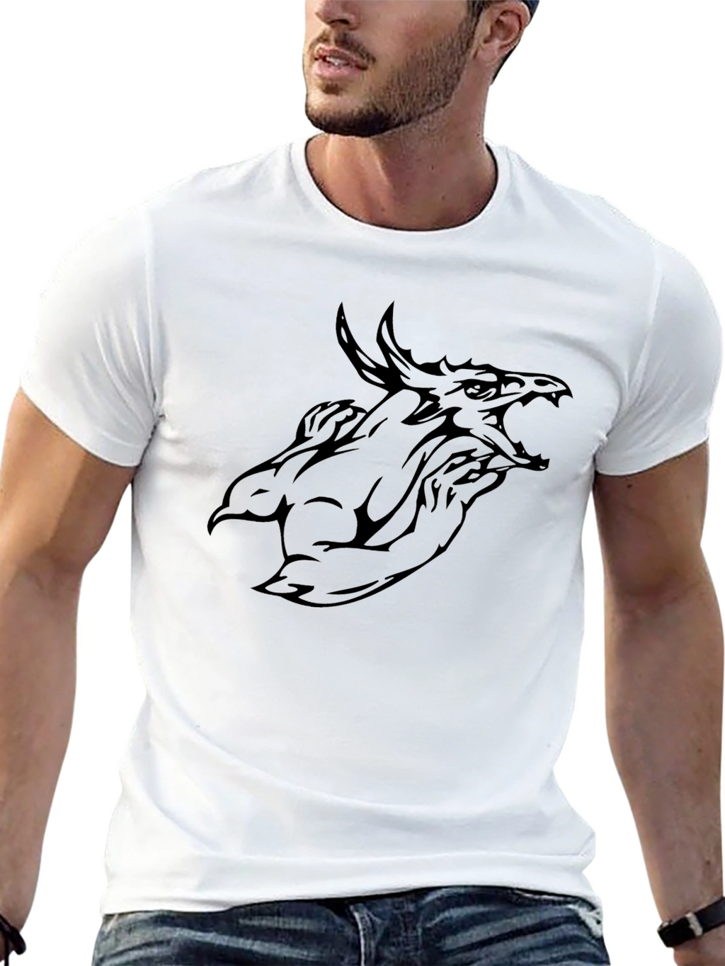 Mens Black Dragon Graphic Tee - Bold Style