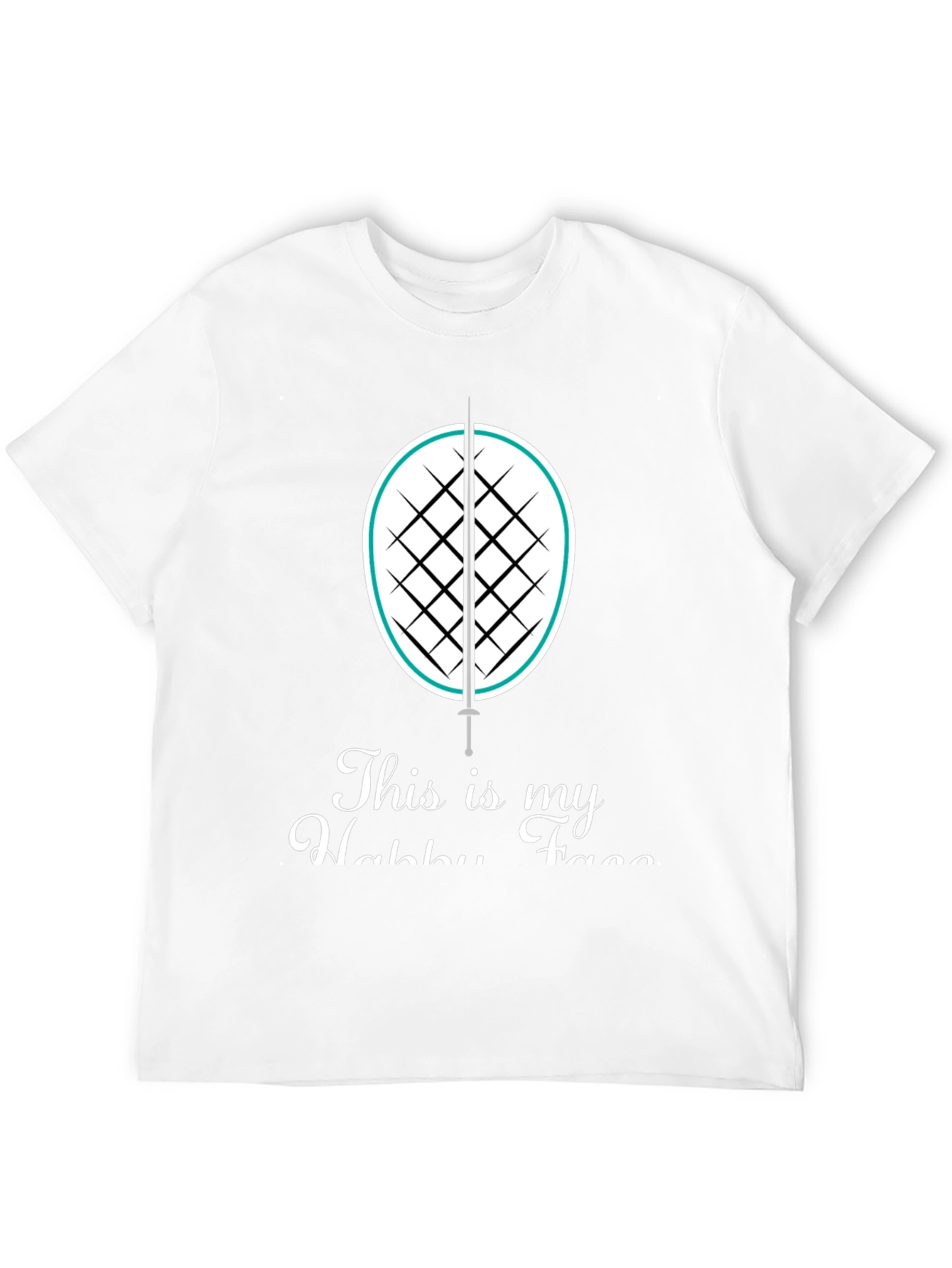 Fencing Hobby T-Shirt: Black Cotton Tee with Sword & Racket Design