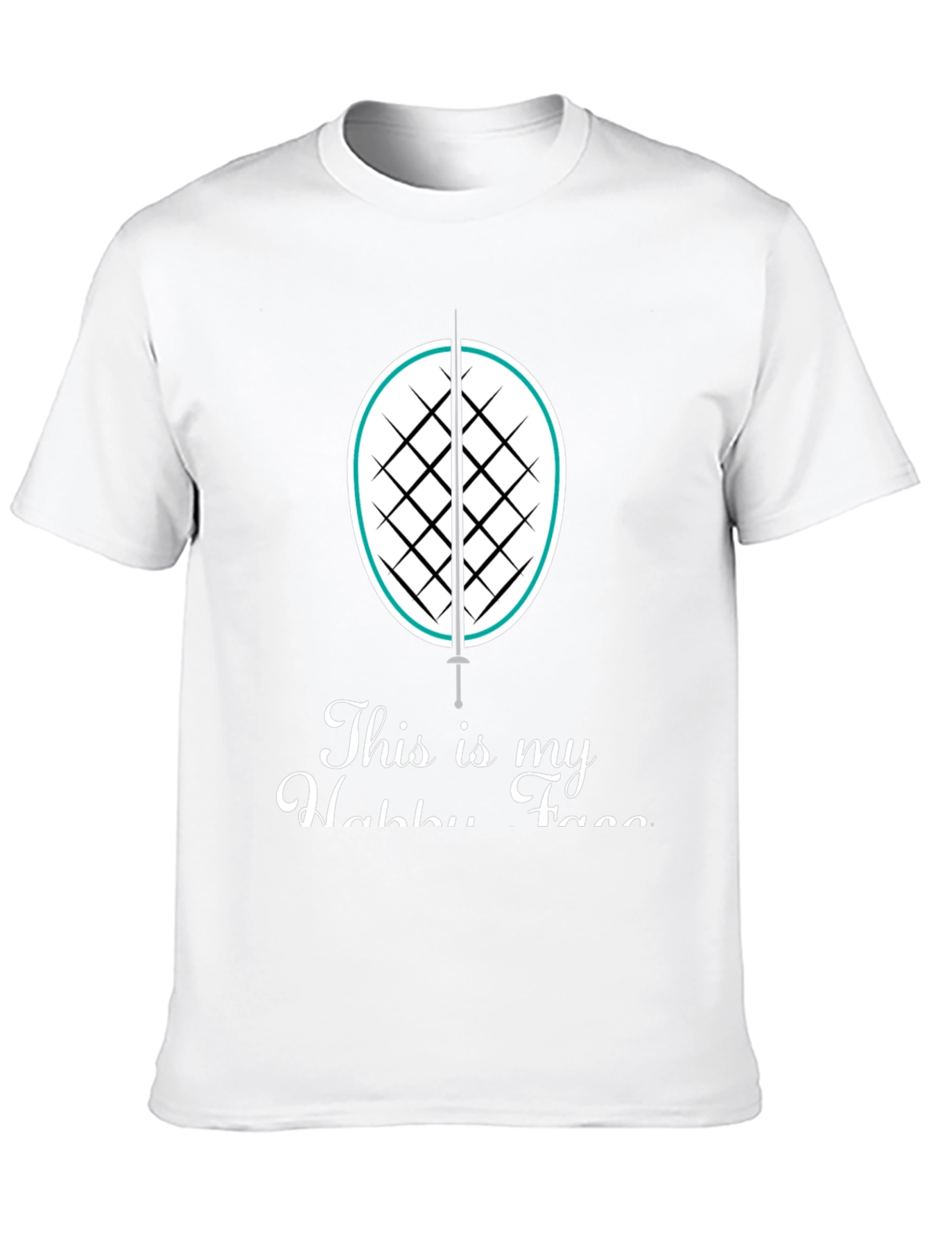 Fencing Hobby T-Shirt: Black Cotton Tee with Sword & Racket Design