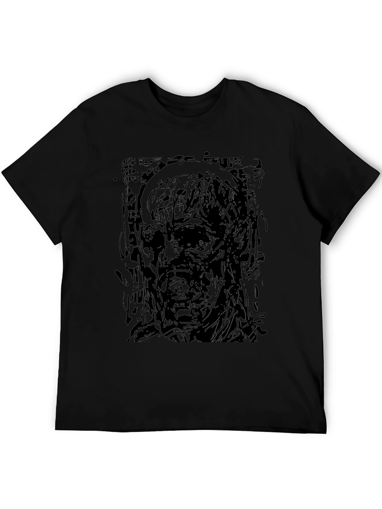 Abstract Zombie Graphic Black T-Shirt