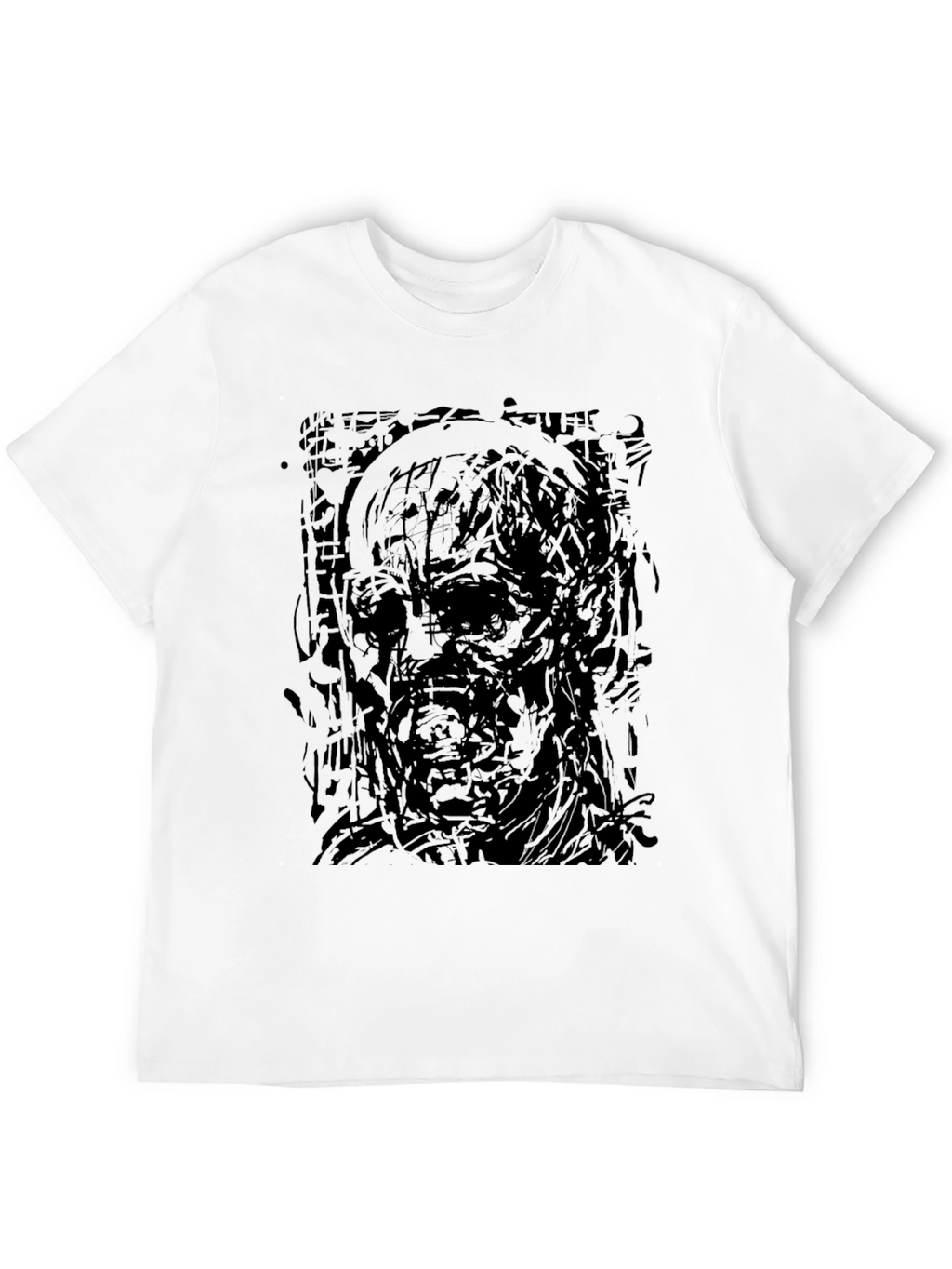 Abstract Zombie Graphic Black T-Shirt