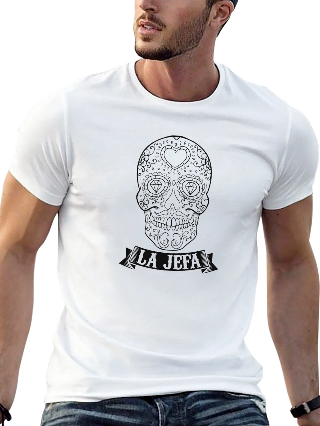 Mens Black Sugar Skull Graphic Tee